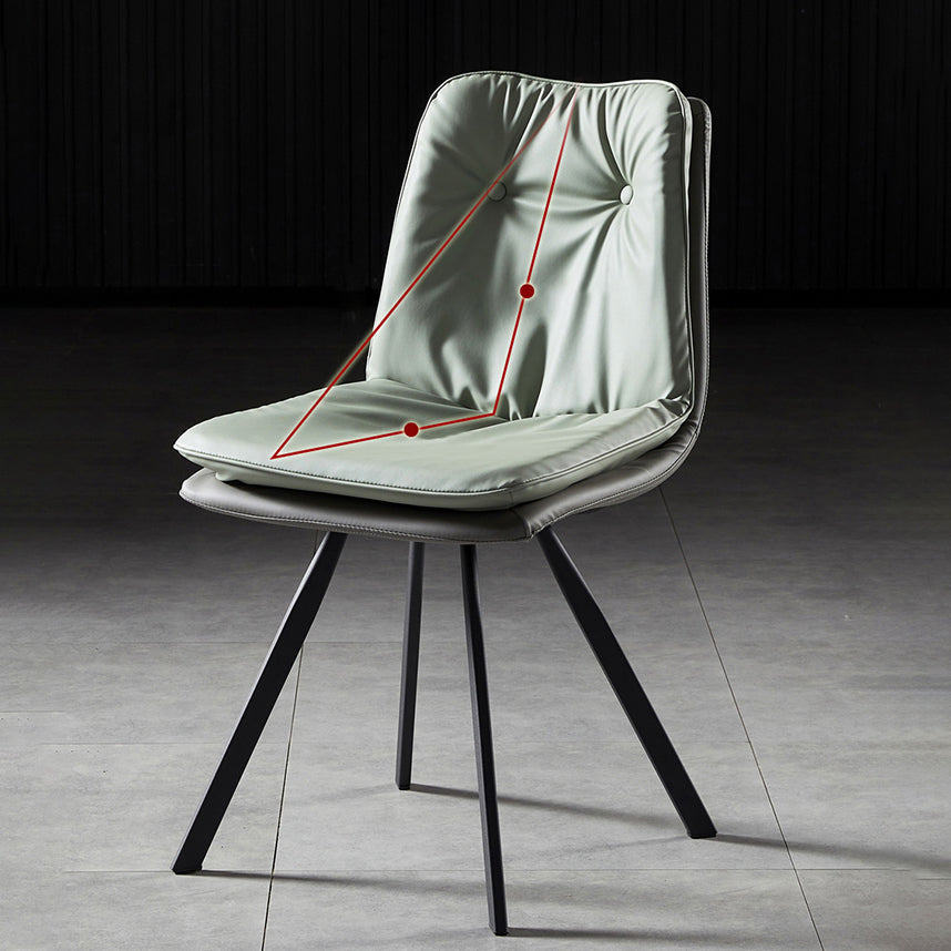 Chaises de salle à manger en cuir de style scandinave, chaise rembourrée à dossier solide pour un usage domestique (Ensemble de 2)