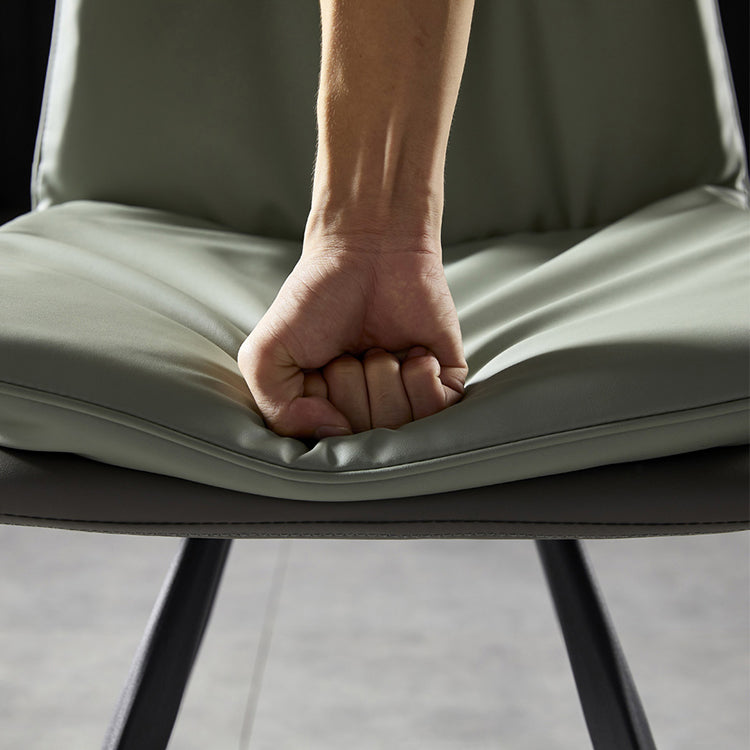 Chaises de salle à manger en cuir de style scandinave, chaise rembourrée à dossier solide pour un usage domestique (Ensemble de 2)
