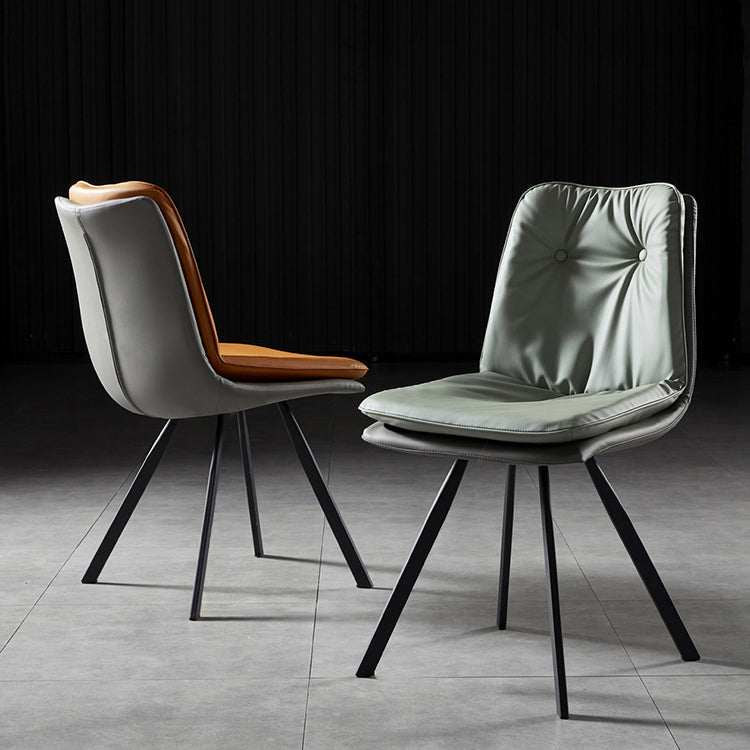Chaises de salle à manger en cuir de style scandinave, chaise rembourrée à dossier solide pour un usage domestique (Ensemble de 2)