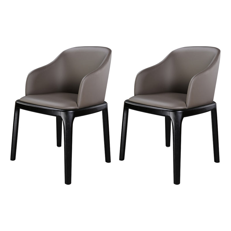 Sillas de comedor con brazos de estilo minimalista, sillas tapizadas con respaldo sólido de cuero (juego de 2)