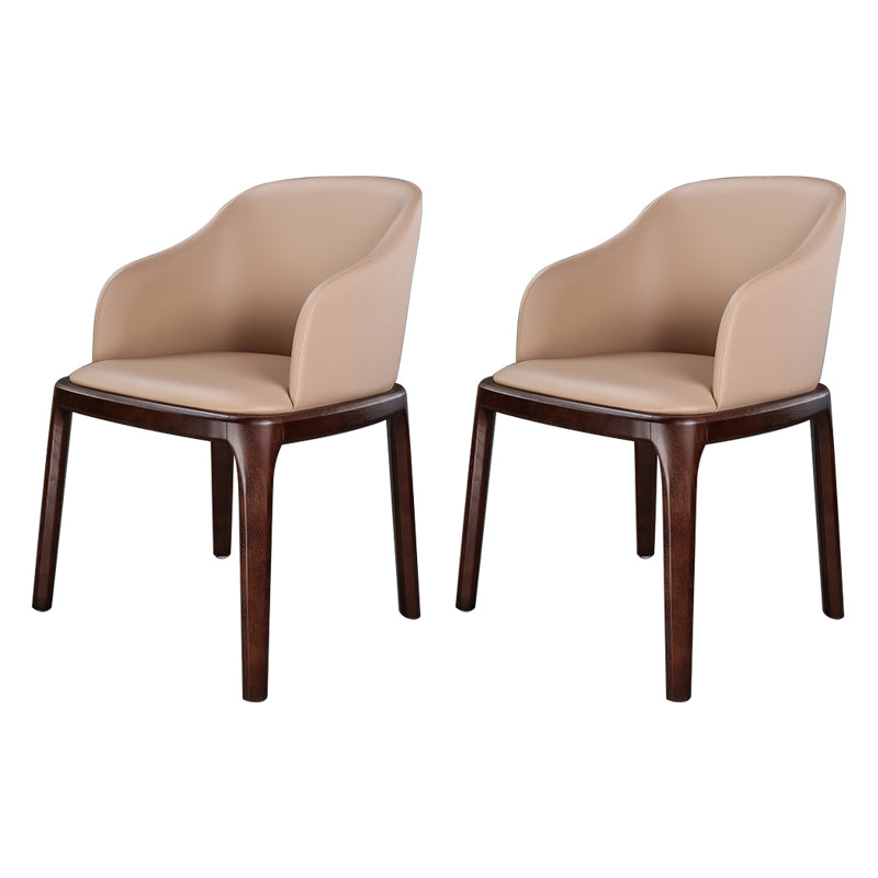 Sillas de comedor con brazos de estilo minimalista, sillas tapizadas con respaldo sólido de cuero (juego de 2)