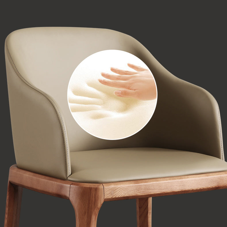 Sillas de comedor con brazos de estilo minimalista, sillas tapizadas con respaldo sólido de cuero (juego de 2)