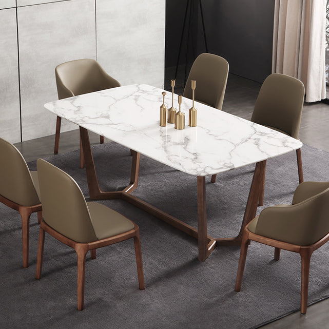 Sillas de comedor con brazos de estilo minimalista, sillas tapizadas con respaldo sólido de cuero (juego de 2)