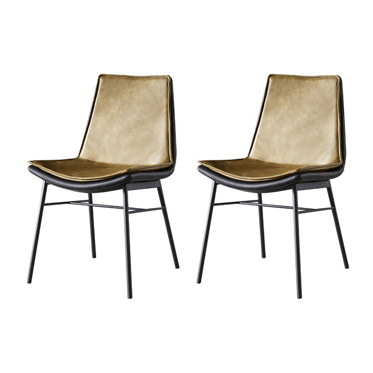Chaises de salle à manger en cuir de style industriel Chaises d'appoint sans accoudoirs à dossier solide (Ensemble de 2)