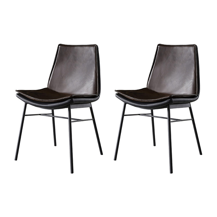 Chaises de salle à manger en cuir de style industriel Chaises d'appoint sans accoudoirs à dossier solide (Ensemble de 2)