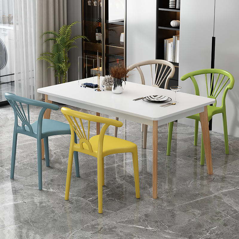 Silla plástica moderna para interiores y exteriores, silla individual sin brazos Wishbone para Patio