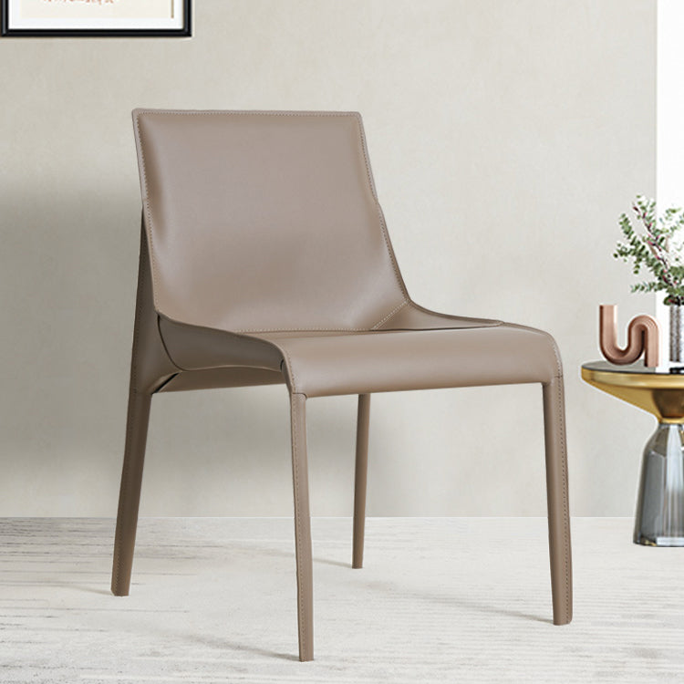 Designer Style Leather Dining Chair Matte Finish Parsons Dining Side Chair