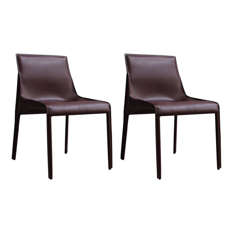 Designer Style Leather Dining Chair Matte Finish Parsons Dining Side Chair