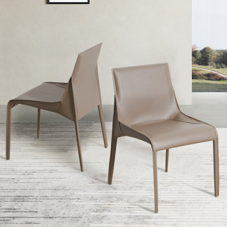 Designer Style Leather Dining Chair Matte Finish Parsons Dining Side Chair