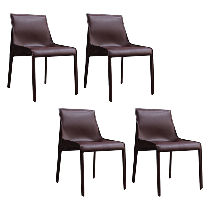 Designer Style Leather Dining Chair Matte Finish Parsons Dining Side Chair