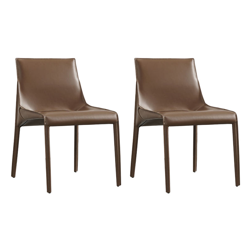 Designer Style Leather Dining Chair Matte Finish Parsons Dining Side Chair