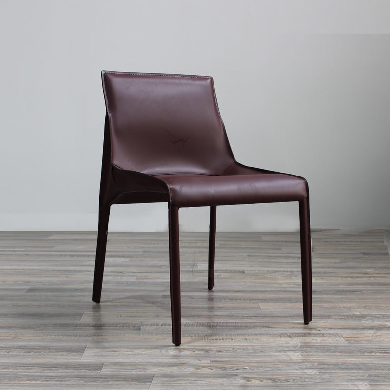 Designer Style Leather Dining Chair Matte Finish Parsons Dining Side Chair