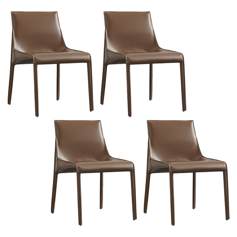 Designer Style Leather Dining Chair Matte Finish Parsons Dining Side Chair