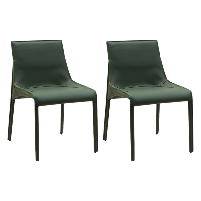 Designer Style Leather Dining Chair Matte Finish Parsons Dining Side Chair