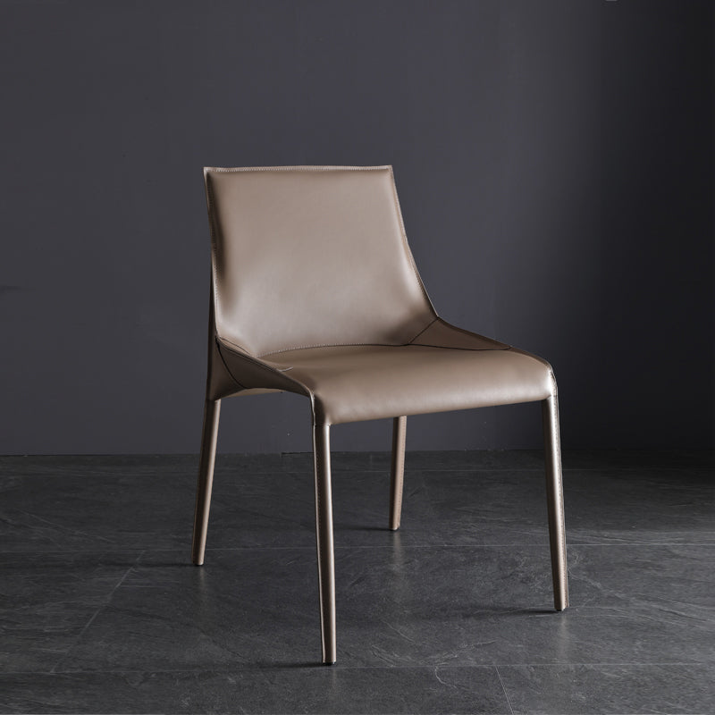 Designer Style Leather Dining Chair Matte Finish Parsons Dining Side Chair