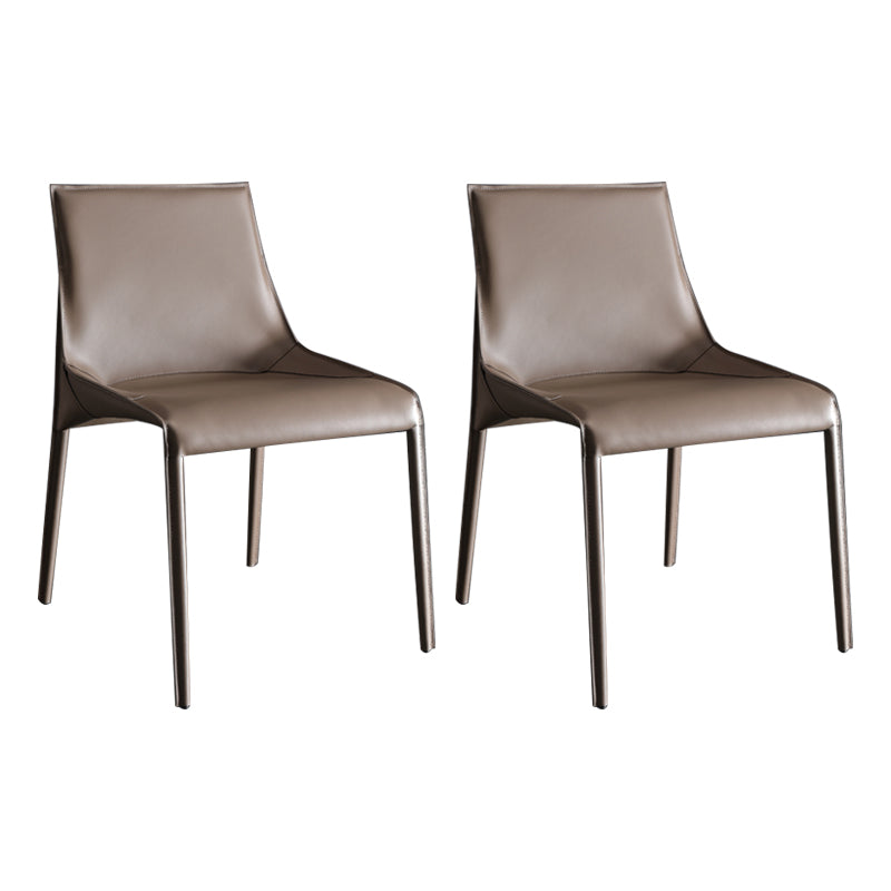 Designer Style Leather Dining Chair Matte Finish Parsons Dining Side Chair