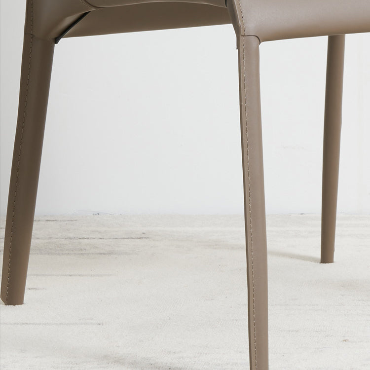 Designer Style Leather Dining Chair Matte Finish Parsons Dining Side Chair