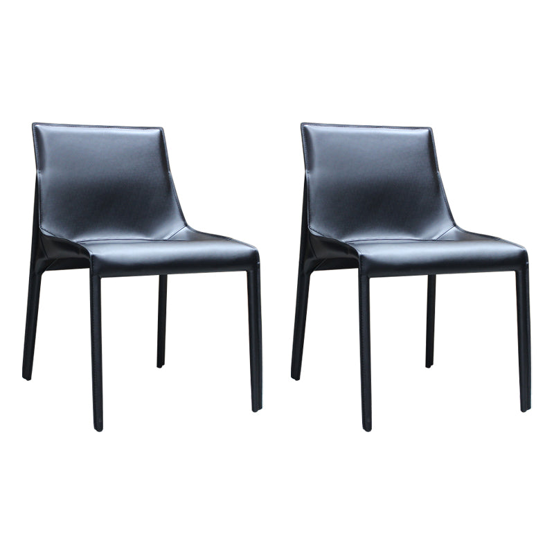 Designer Style Leather Dining Chair Matte Finish Parsons Dining Side Chair