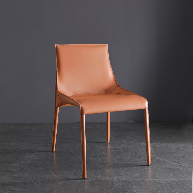 Designer Style Leather Dining Chair Matte Finish Parsons Dining Side Chair