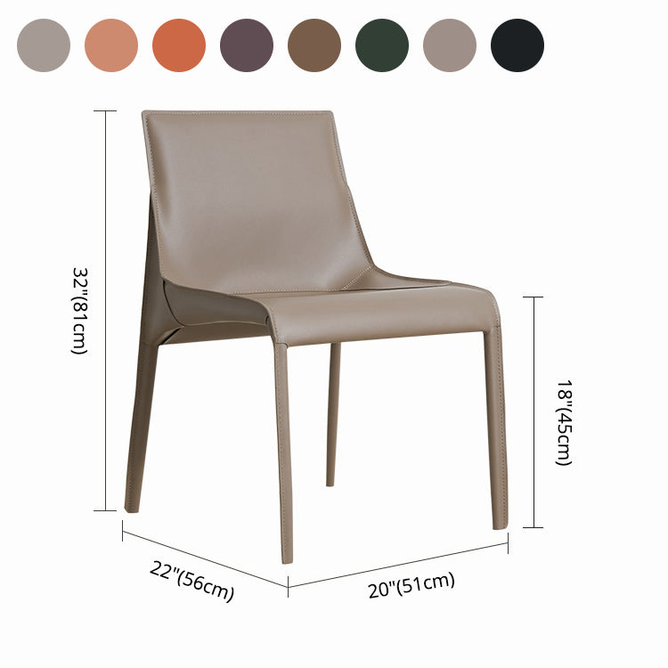 Designer Style Leather Dining Chair Matte Finish Parsons Dining Side Chair