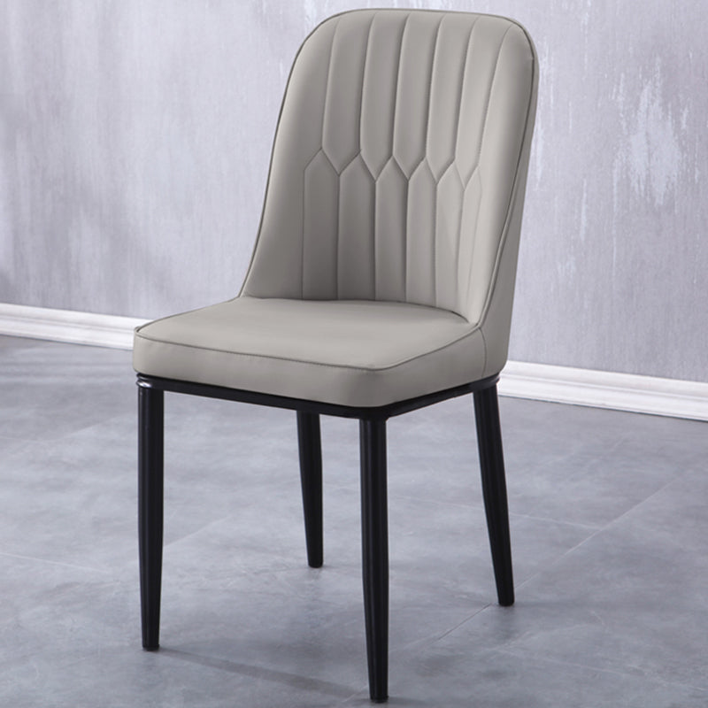Sillas de comedor contemporáneas de metal para interiores y exteriores Sillas de comedor tapizadas sin brazos