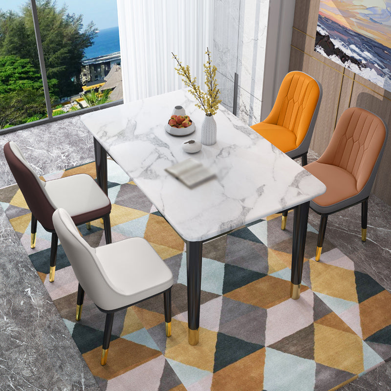 Sillas de comedor contemporáneas de metal para interiores y exteriores Sillas de comedor tapizadas sin brazos