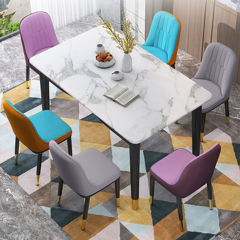 Sillas de comedor contemporáneas de metal para interiores y exteriores Sillas de comedor tapizadas sin brazos