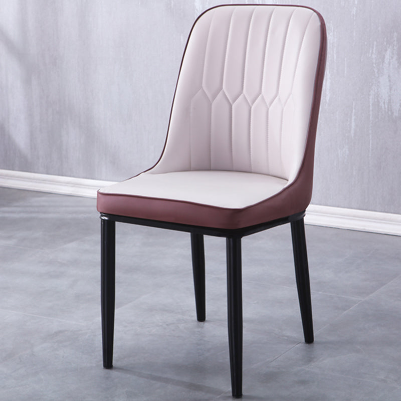 Sillas de comedor contemporáneas de metal para interiores y exteriores Sillas de comedor tapizadas sin brazos