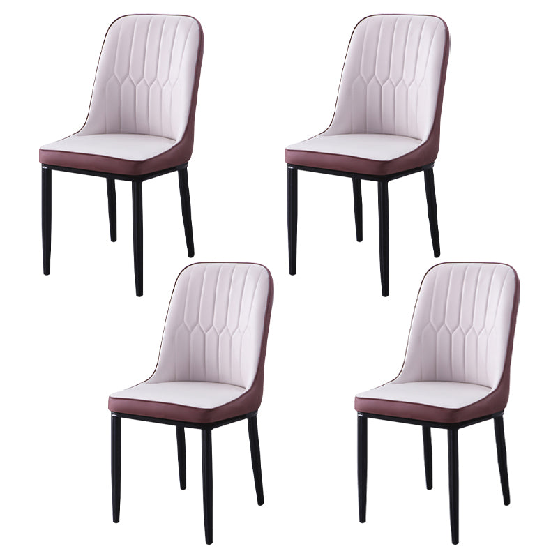 Sillas de comedor contemporáneas de metal para interiores y exteriores Sillas de comedor tapizadas sin brazos