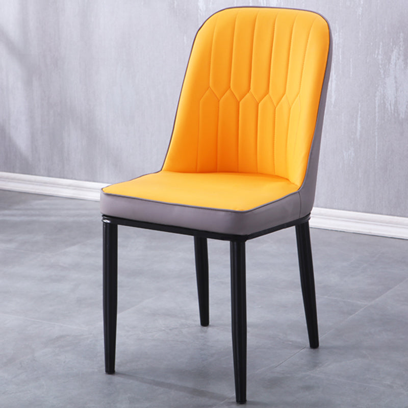 Sillas de comedor contemporáneas de metal para interiores y exteriores Sillas de comedor tapizadas sin brazos