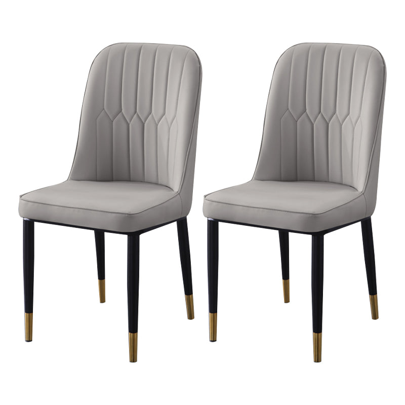 Sillas de comedor contemporáneas de metal para interiores y exteriores Sillas de comedor tapizadas sin brazos
