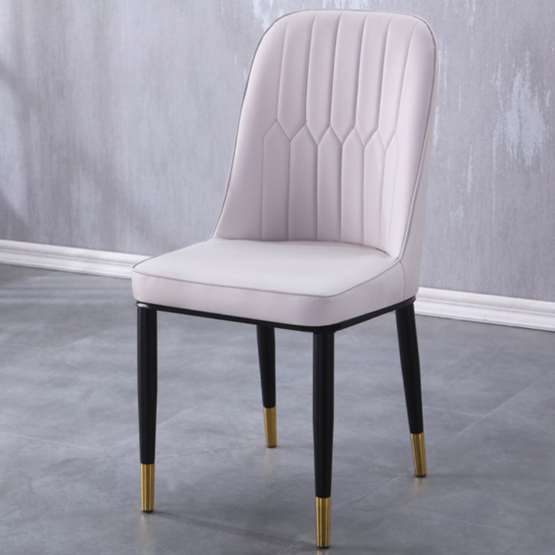Sillas de comedor contemporáneas de metal para interiores y exteriores Sillas de comedor tapizadas sin brazos