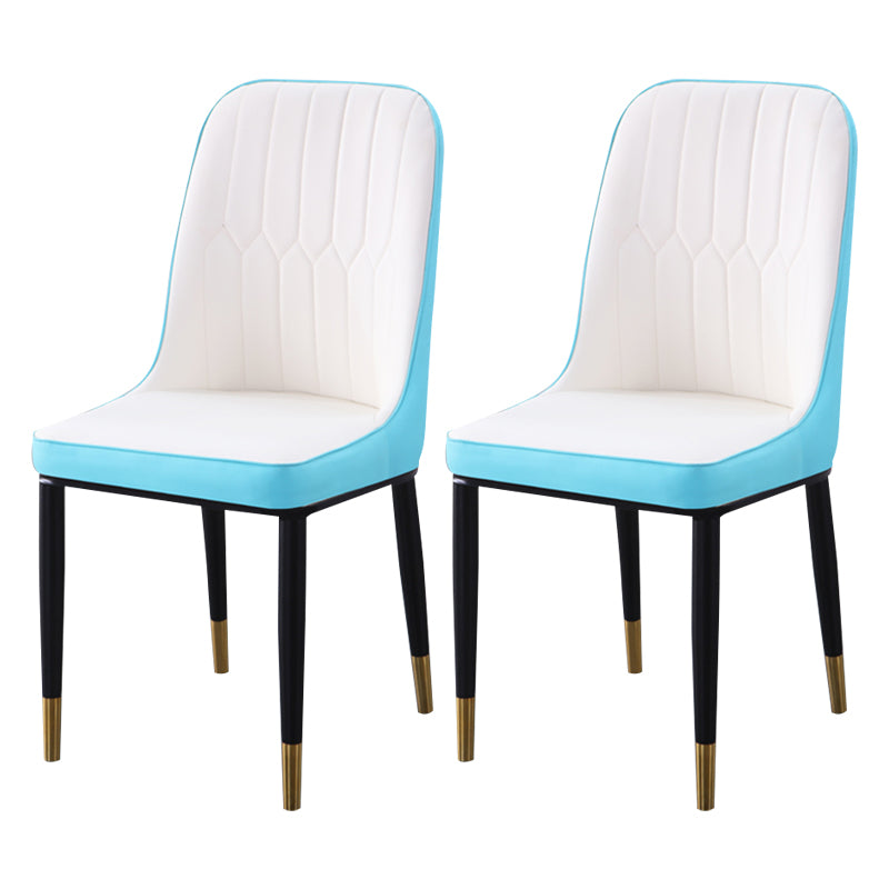 Sillas de comedor contemporáneas de metal para interiores y exteriores Sillas de comedor tapizadas sin brazos
