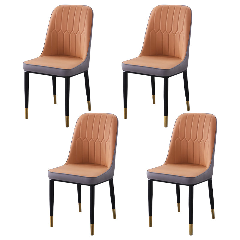Sillas de comedor contemporáneas de metal para interiores y exteriores Sillas de comedor tapizadas sin brazos
