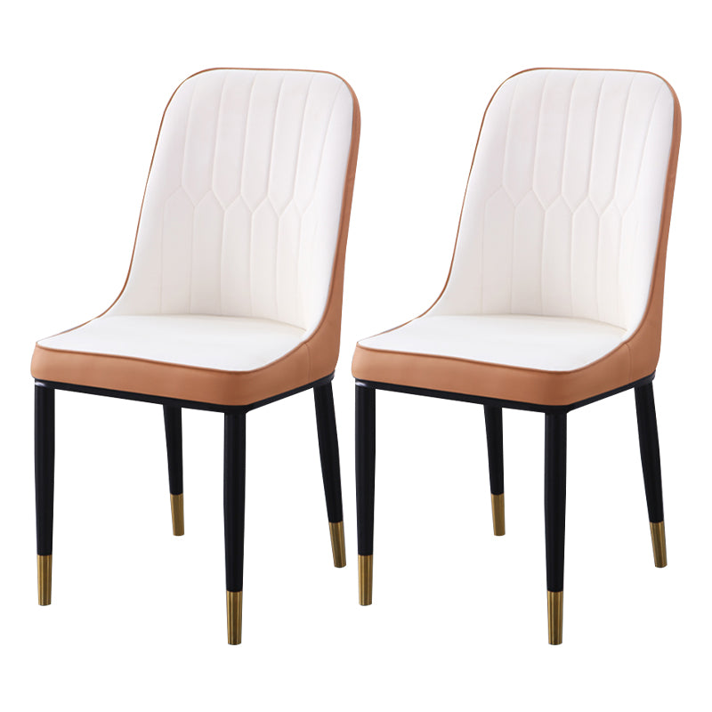 Sillas de comedor contemporáneas de metal para interiores y exteriores Sillas de comedor tapizadas sin brazos