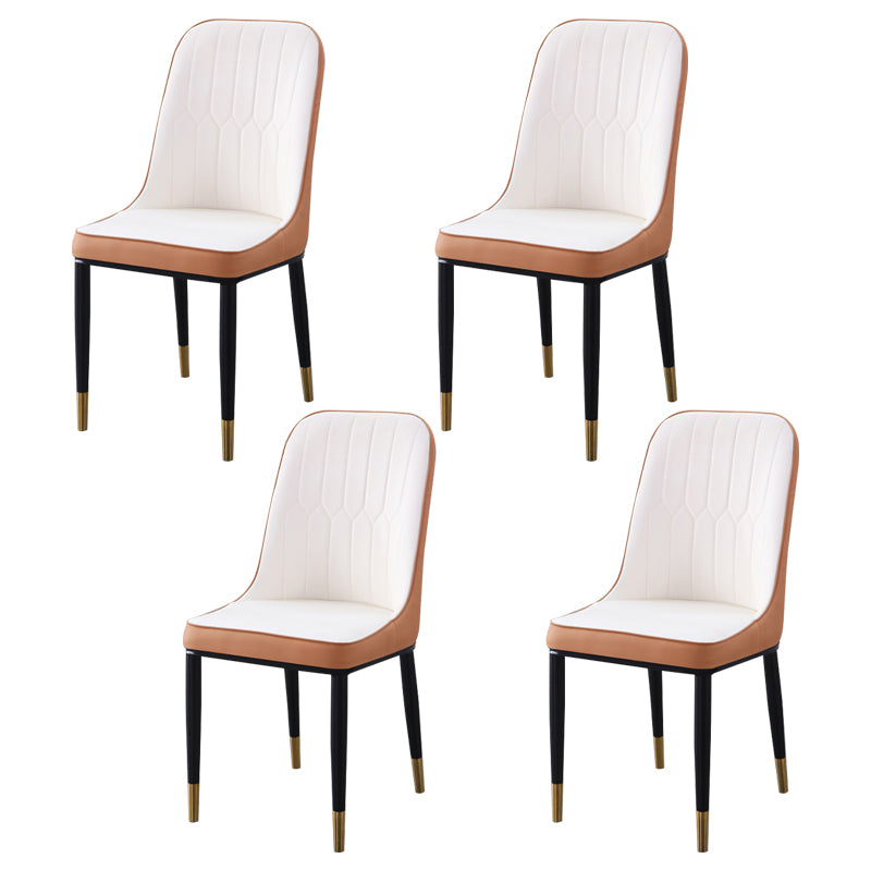 Sillas de comedor contemporáneas de metal para interiores y exteriores Sillas de comedor tapizadas sin brazos