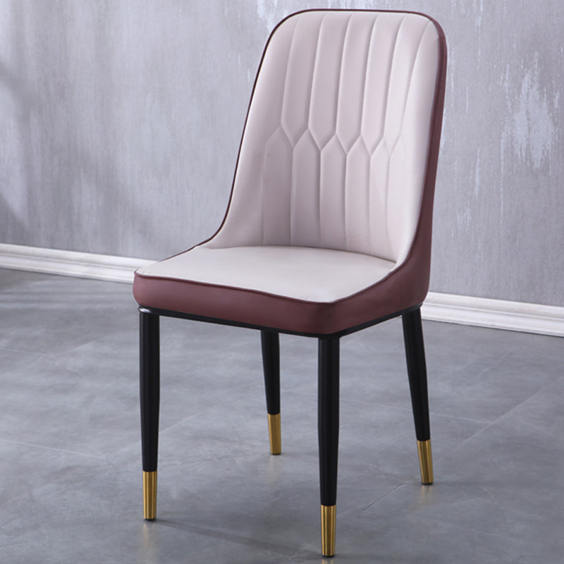 Sillas de comedor contemporáneas de metal para interiores y exteriores Sillas de comedor tapizadas sin brazos
