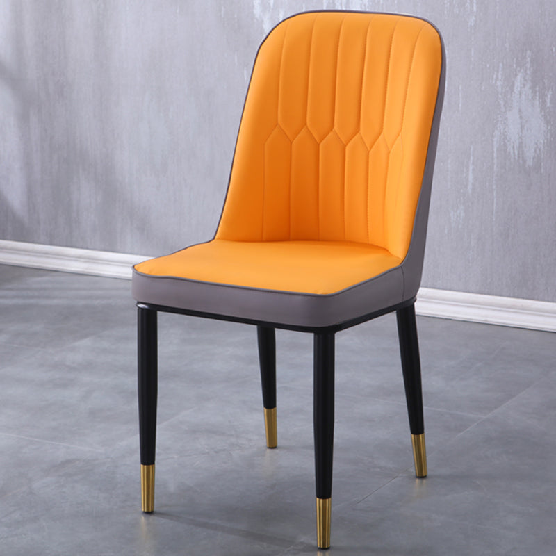 Sillas de comedor contemporáneas de metal para interiores y exteriores Sillas de comedor tapizadas sin brazos