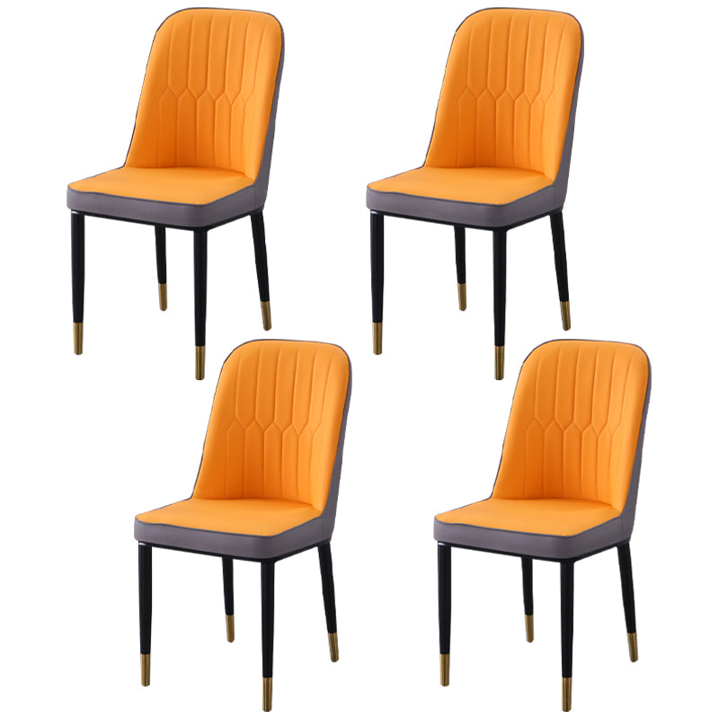 Sillas de comedor contemporáneas de metal para interiores y exteriores Sillas de comedor tapizadas sin brazos