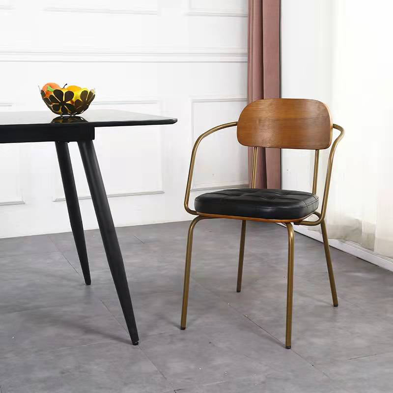 Cuir d'unité centrale de style industriel dinant des chaises ouvertes arrière dinant des chaises latérales sans bras
