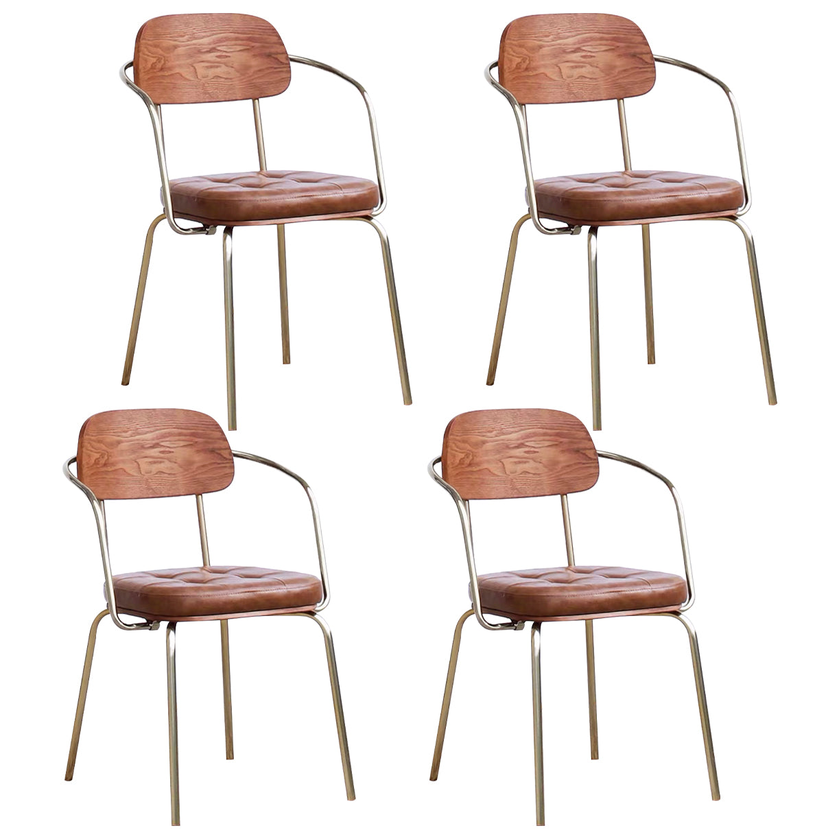 Cuir d'unité centrale de style industriel dinant des chaises ouvertes arrière dinant des chaises latérales sans bras