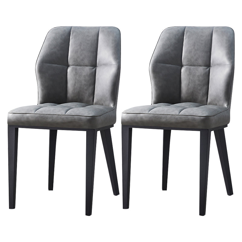 Sillas de comedor de cuero contemporáneas con respaldo lateral y patas de metal para uso en restaurantes