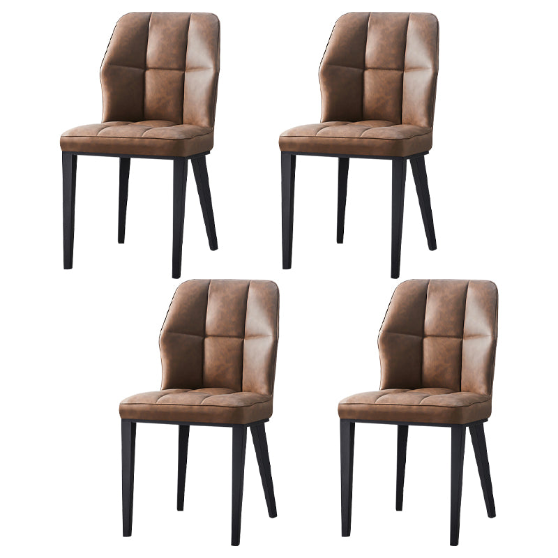 Sillas de comedor de cuero contemporáneas con respaldo lateral y patas de metal para uso en restaurantes