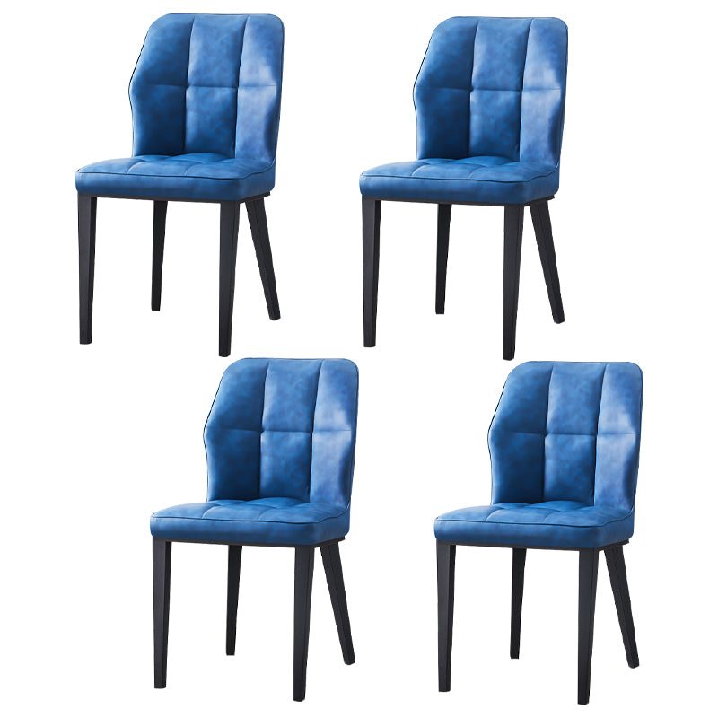 Sillas de comedor de cuero contemporáneas con respaldo lateral y patas de metal para uso en restaurantes
