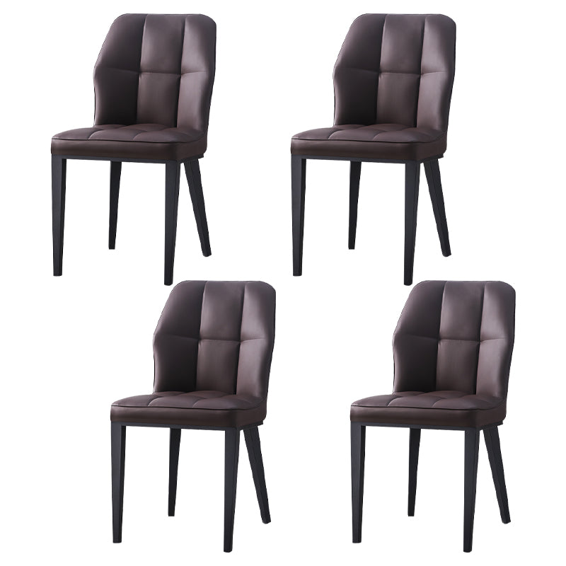 Sillas de comedor de cuero contemporáneas con respaldo lateral y patas de metal para uso en restaurantes
