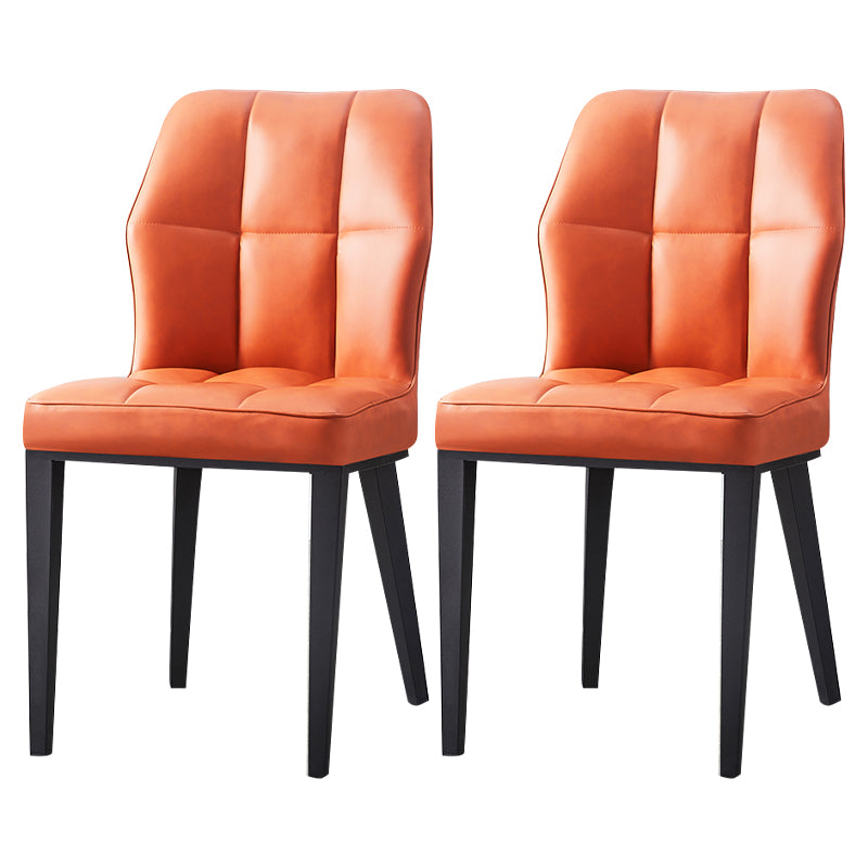 Sillas de comedor de cuero contemporáneas con respaldo lateral y patas de metal para uso en restaurantes
