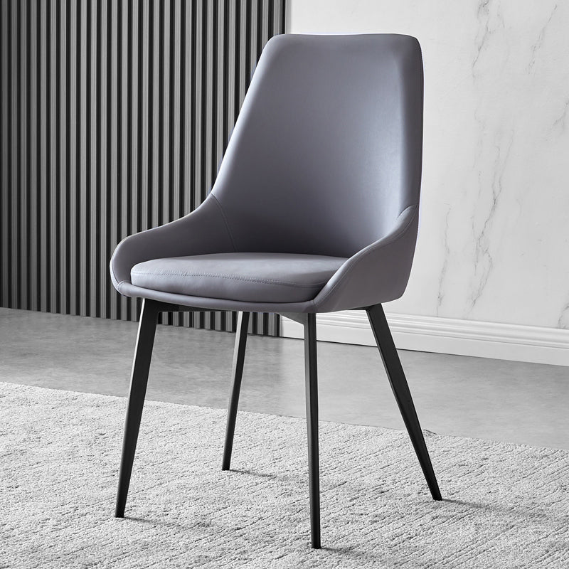 Chaises de salle à manger contemporaines en cuir, fauteuil rembourré avec pieds en métal pour restaurant