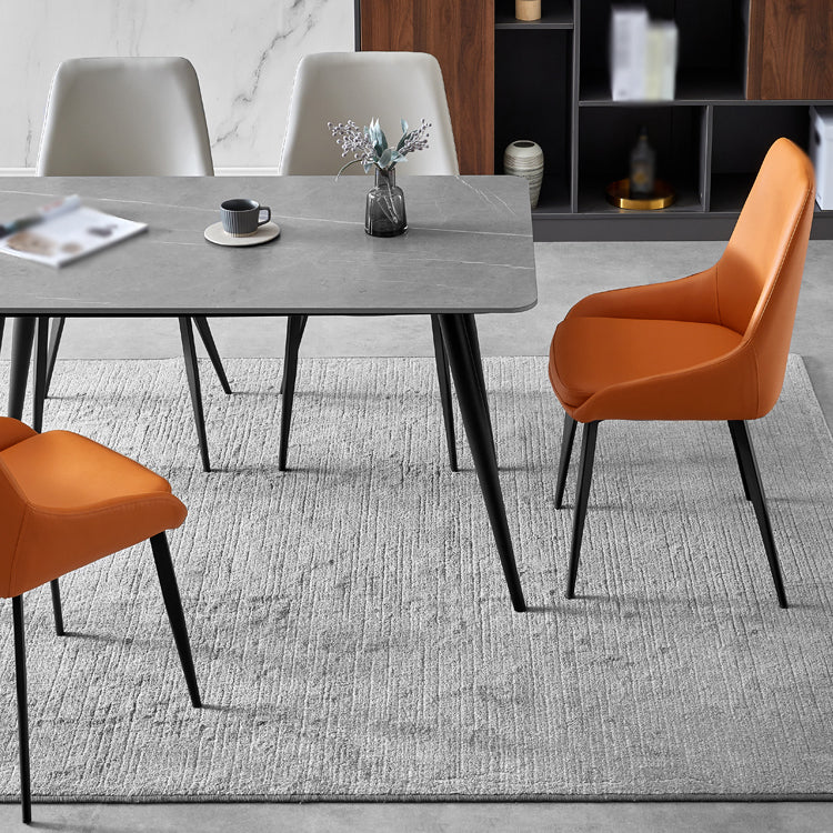 Chaises de salle à manger contemporaines en cuir, fauteuil rembourré avec pieds en métal pour restaurant