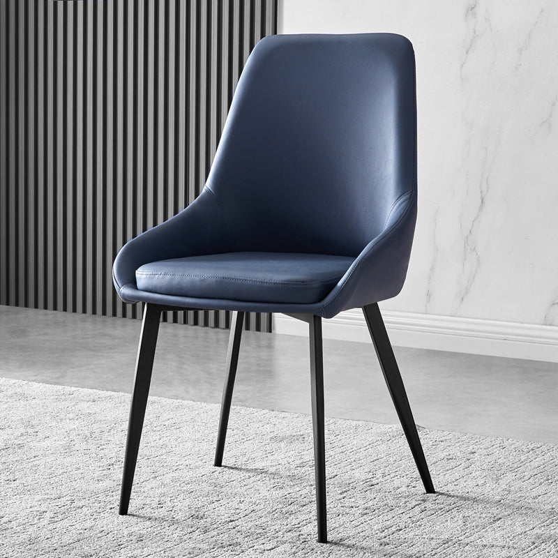 Chaises de salle à manger contemporaines en cuir, fauteuil rembourré avec pieds en métal pour restaurant
