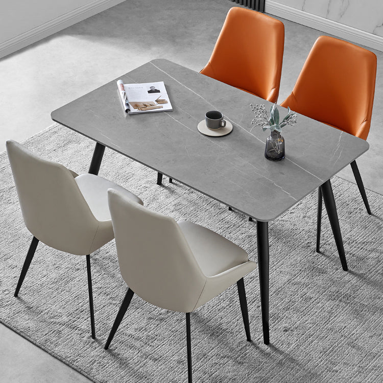 Chaises de salle à manger contemporaines en cuir, fauteuil rembourré avec pieds en métal pour restaurant